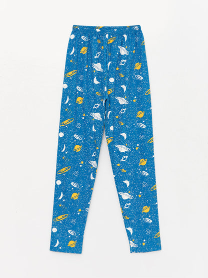 Crew Neck Printed Long Sleeve Boys' Pajama Set