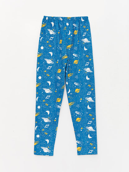 Crew Neck Printed Long Sleeve Boys' Pajama Set