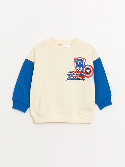 Crew Neck Long Sleeve Marvel Printed Baby Boy Sweatshirt