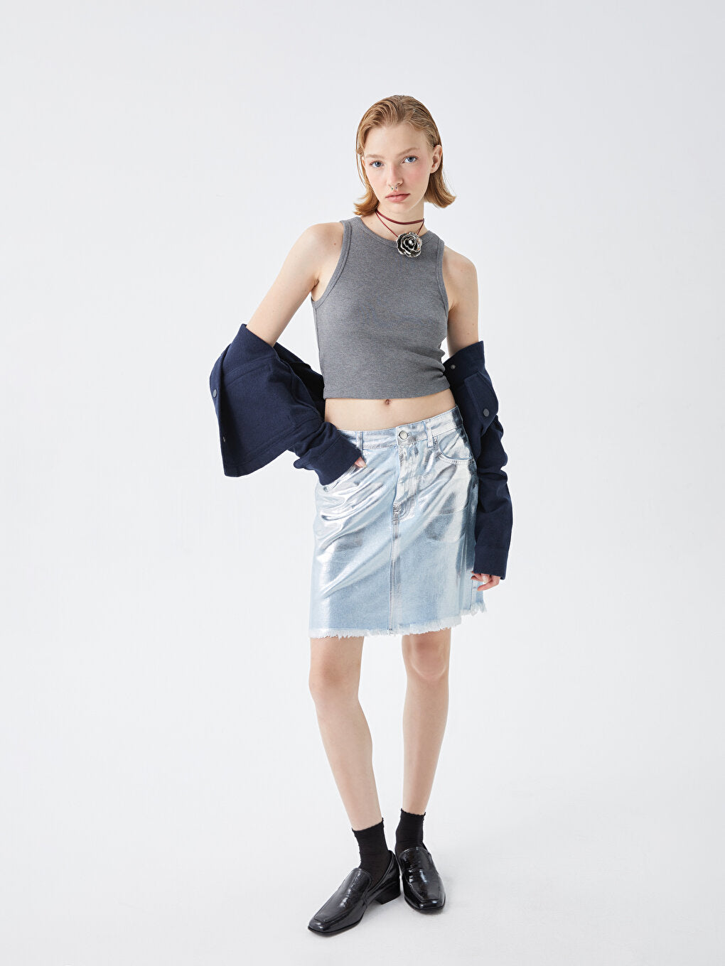 Standard Fit Bright Look Women's Jean Skirt