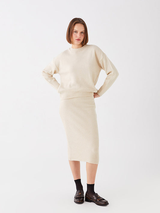 Women's Elastic Waist Plain Knitted Skirt