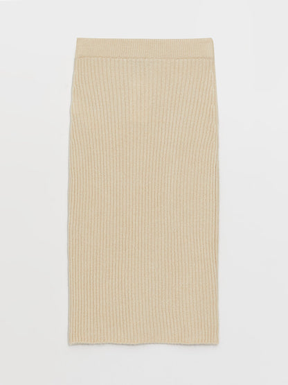 Women's Elastic Waist Plain Knitted Skirt