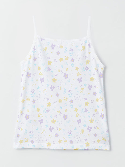 Square Neck Printed Strappy Girls Undershirt