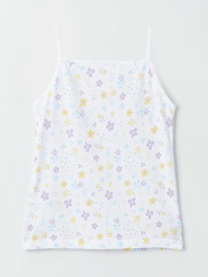 Square Neck Printed Strappy Girls Undershirt