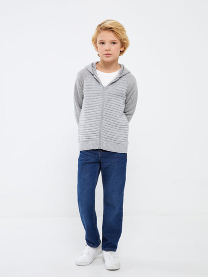 Hooded Long Sleeve Boy's Knitwear Cardigan