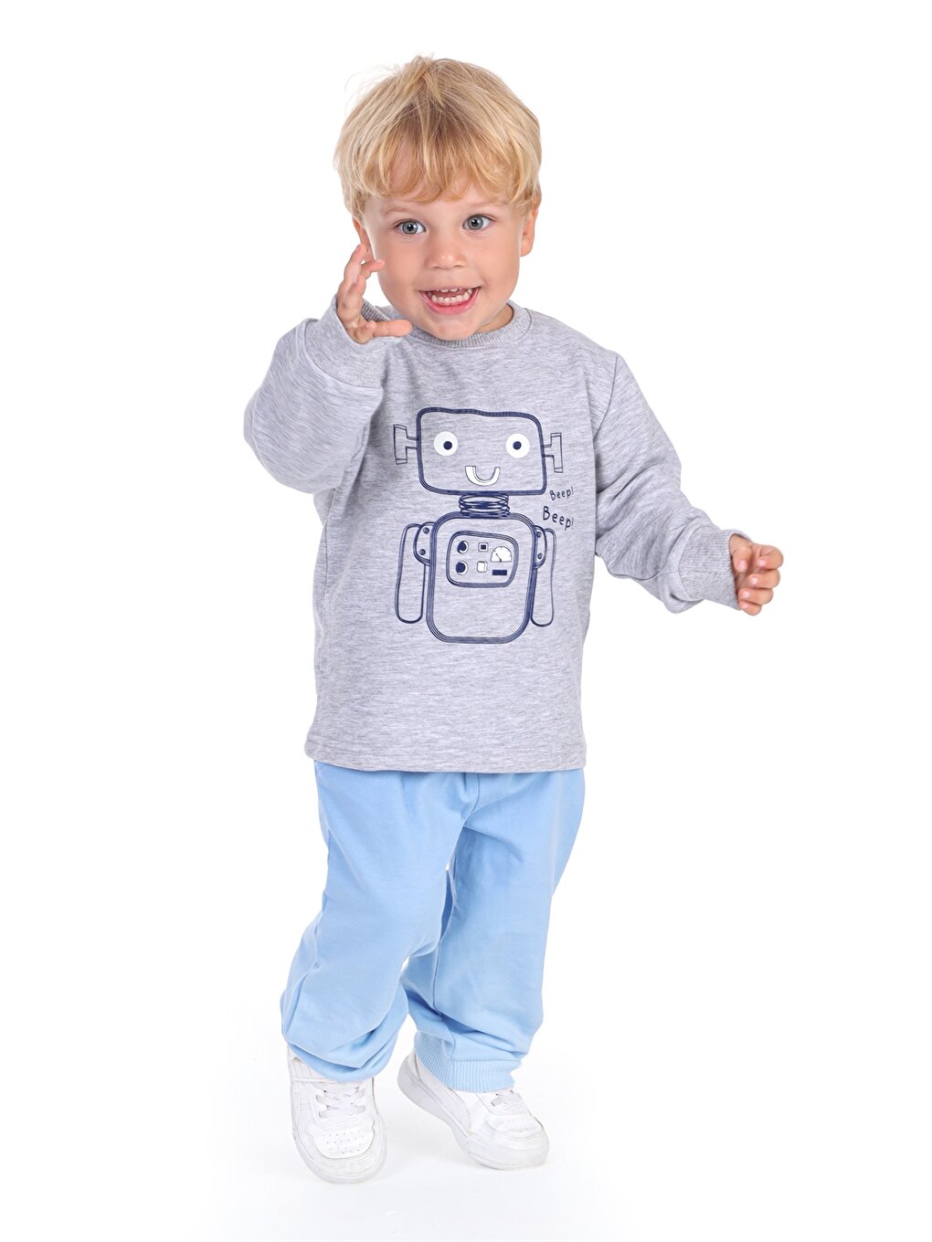 Crew Neck Long Sleeve Printed Baby Boy 2 Piece Set