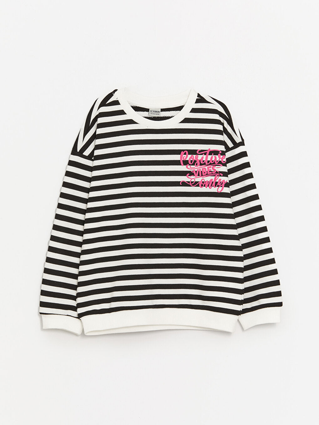 Crew Neck Striped Long Sleeve Girl's Sweatshirt