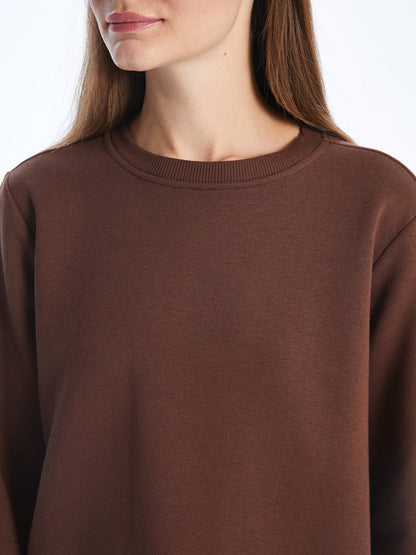 Crew Neck Plain Long Sleeve Women's Sweatshirt Tunic