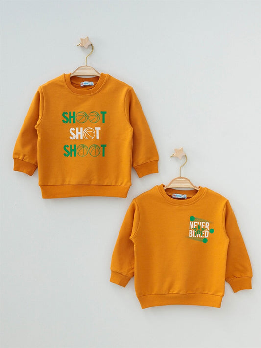 Crew Neck Long Sleeve Printed Baby Boy Sweatshirt 2-pack