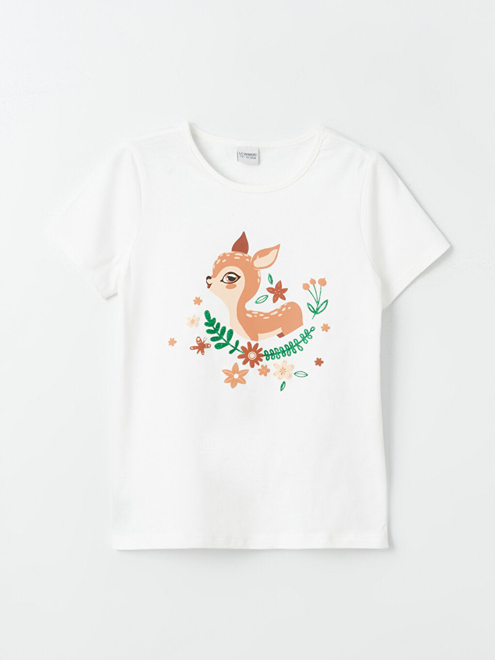 Crew Neck Printed Short Sleeve Girls' T-Shirt