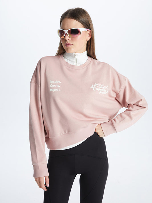 Crew Neck Printed Long Sleeve Oversize Women's Sweatshirt