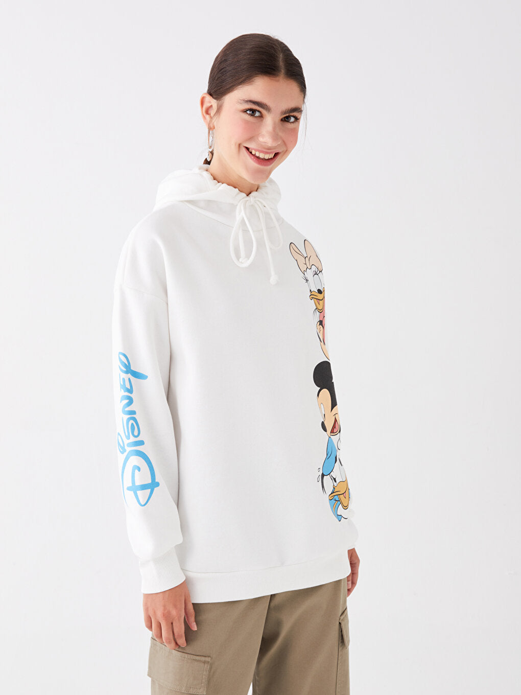 Mickey and Friends Printed Long Sleeve Oversized Women Hoodie