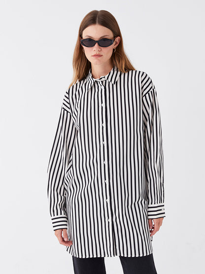 Striped Long Sleeve Oversize Women's Shirt Tunic