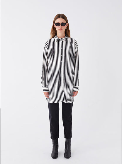 Striped Long Sleeve Oversize Women's Shirt Tunic