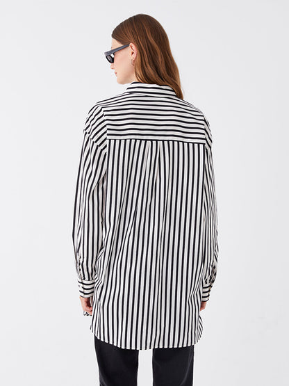 Striped Long Sleeve Oversize Women's Shirt Tunic