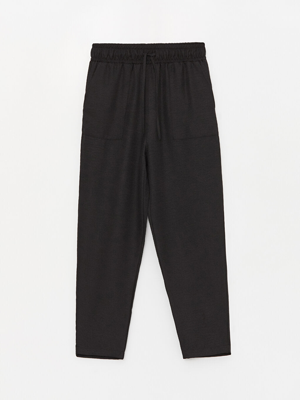 Straight Linen Look Women's Trousers with Elastic Waist