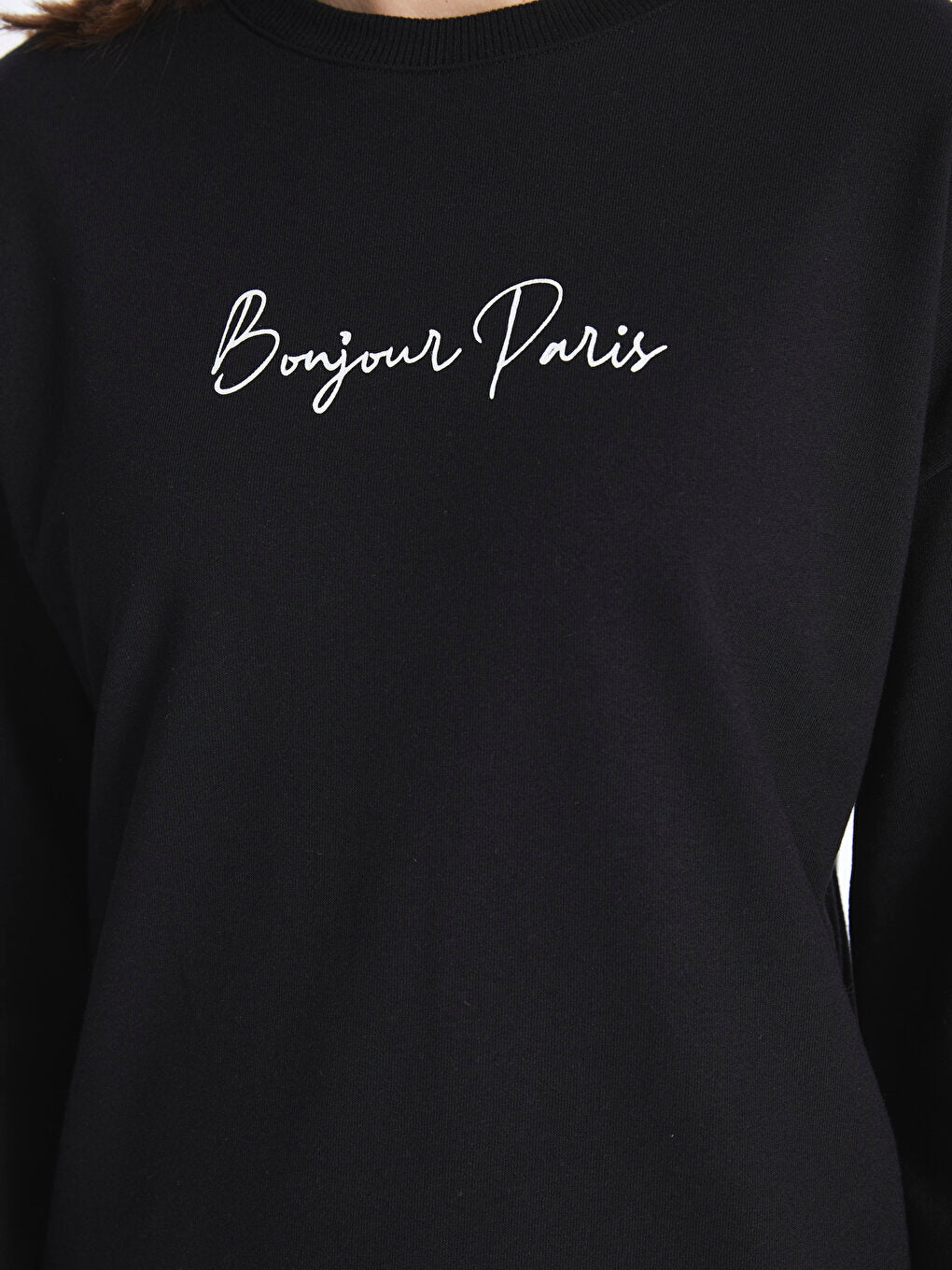 Crew Neck Embroidered Long Sleeve Women's Sweatshirt Tunic