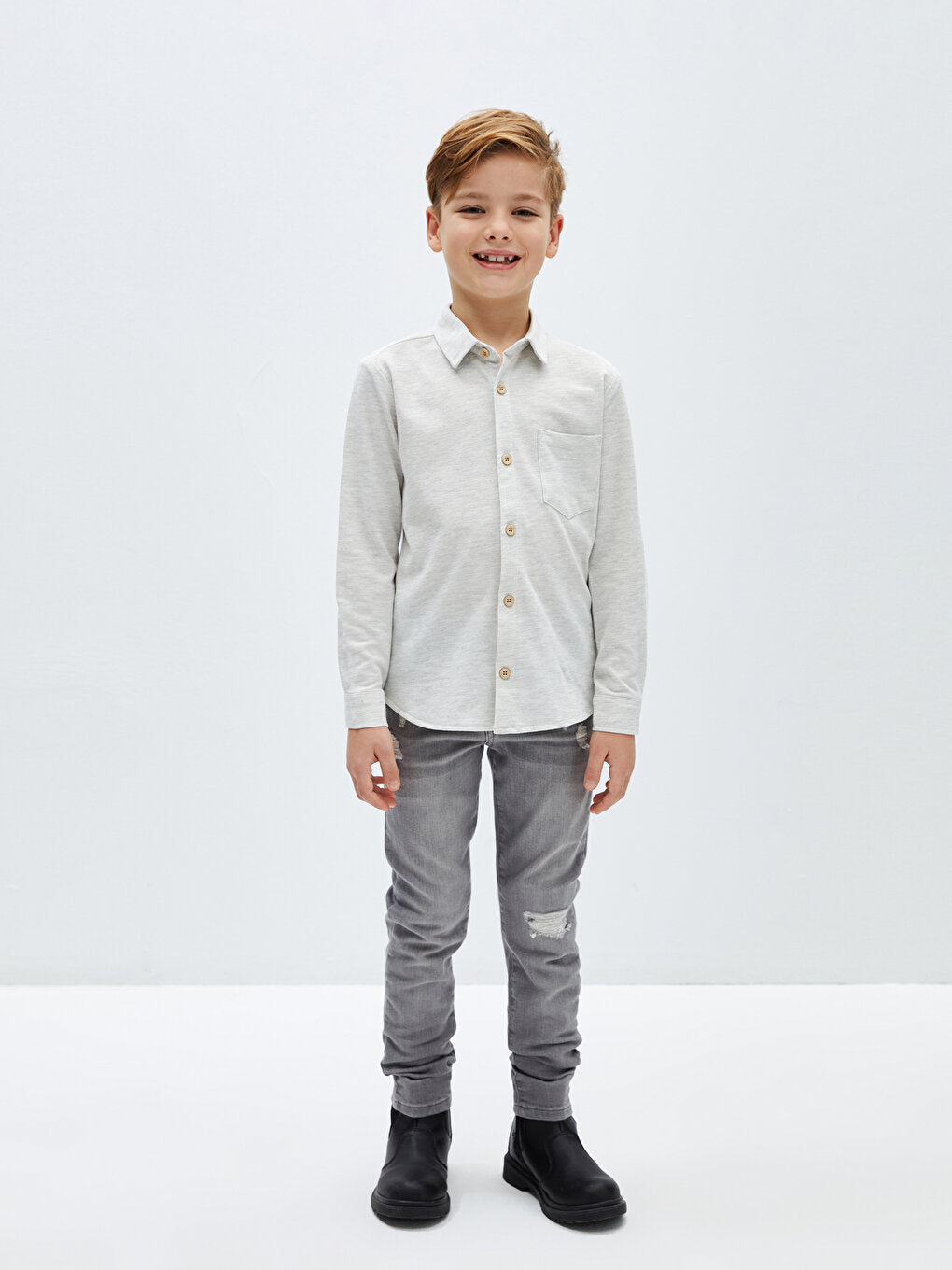 Basic Long Sleeve Boy's Shirt