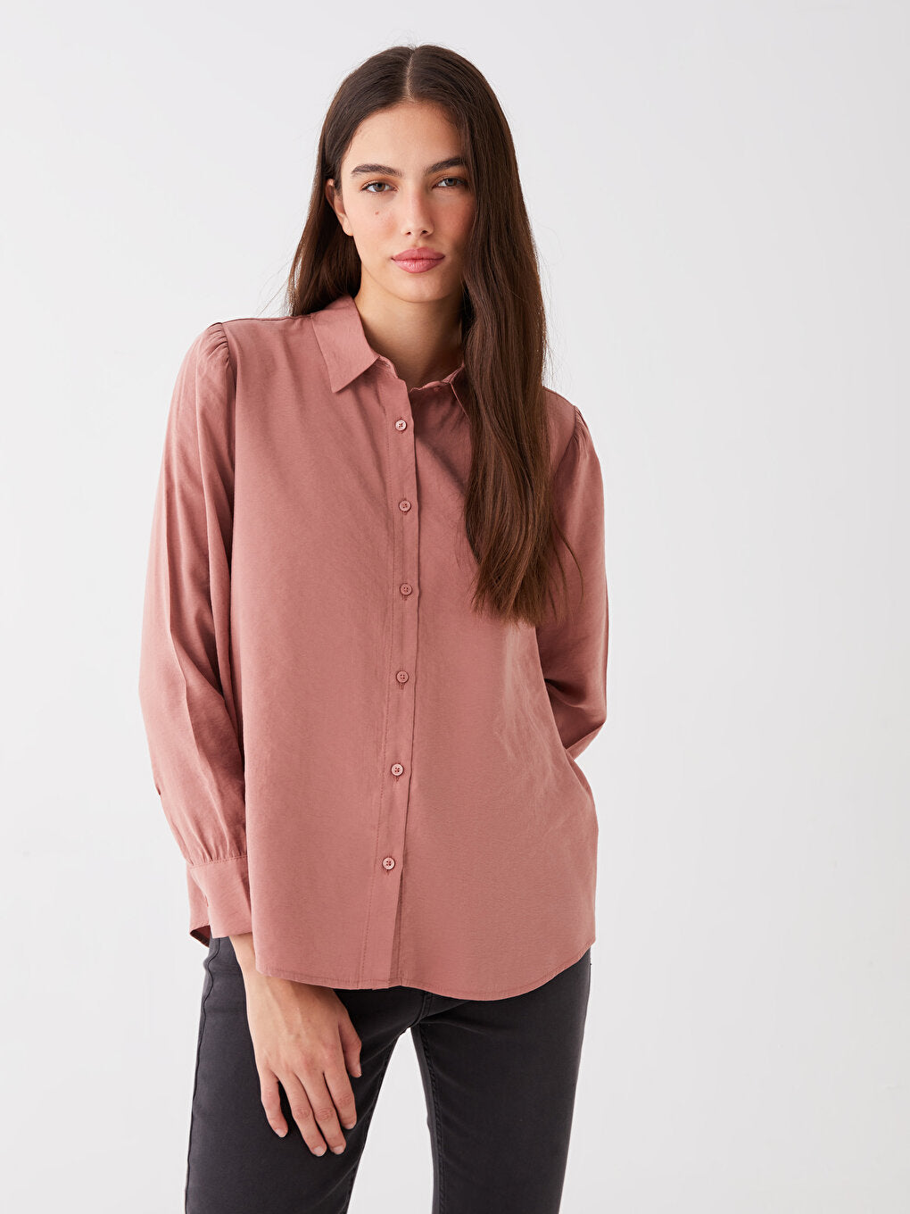 Plain Long Sleeve Oversize Women's Shirt