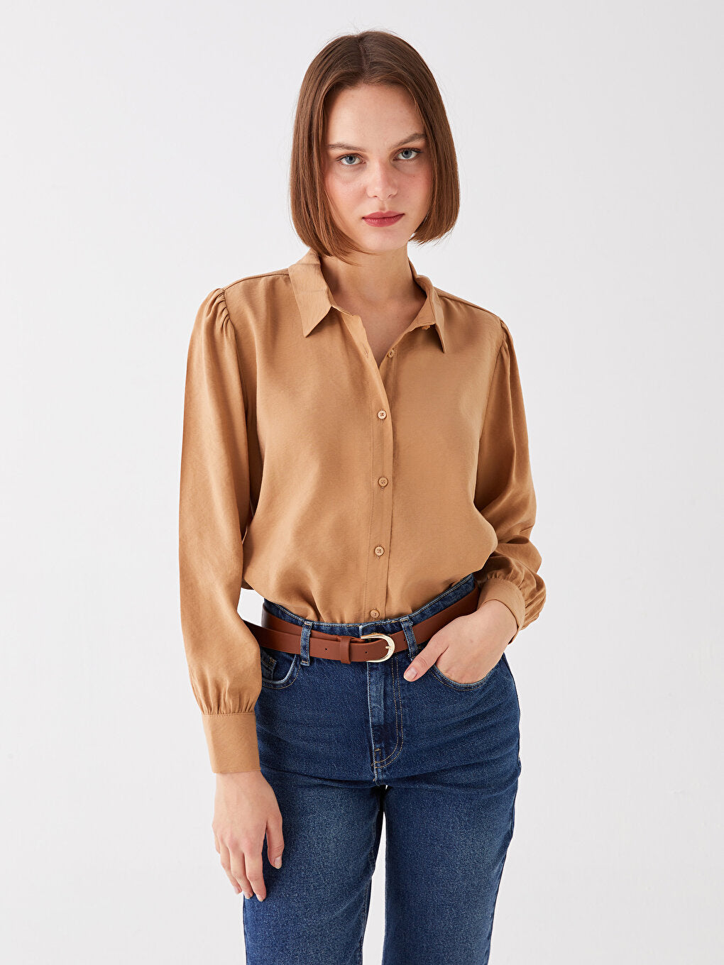 Plain Long Sleeve Oversize Women's Shirt