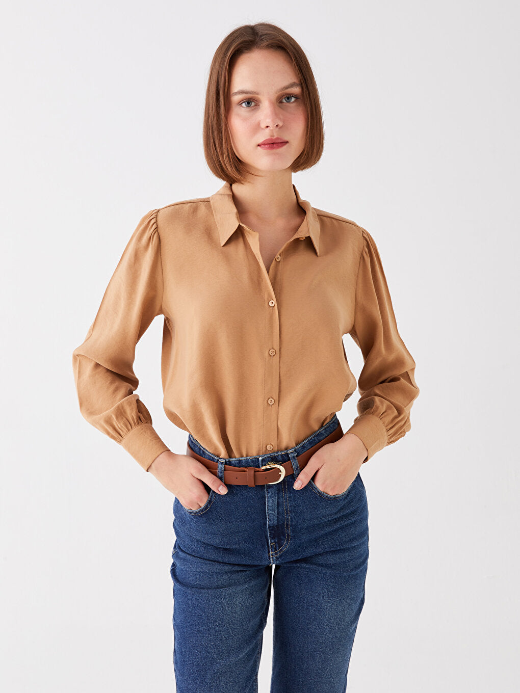 Plain Long Sleeve Oversize Women's Shirt