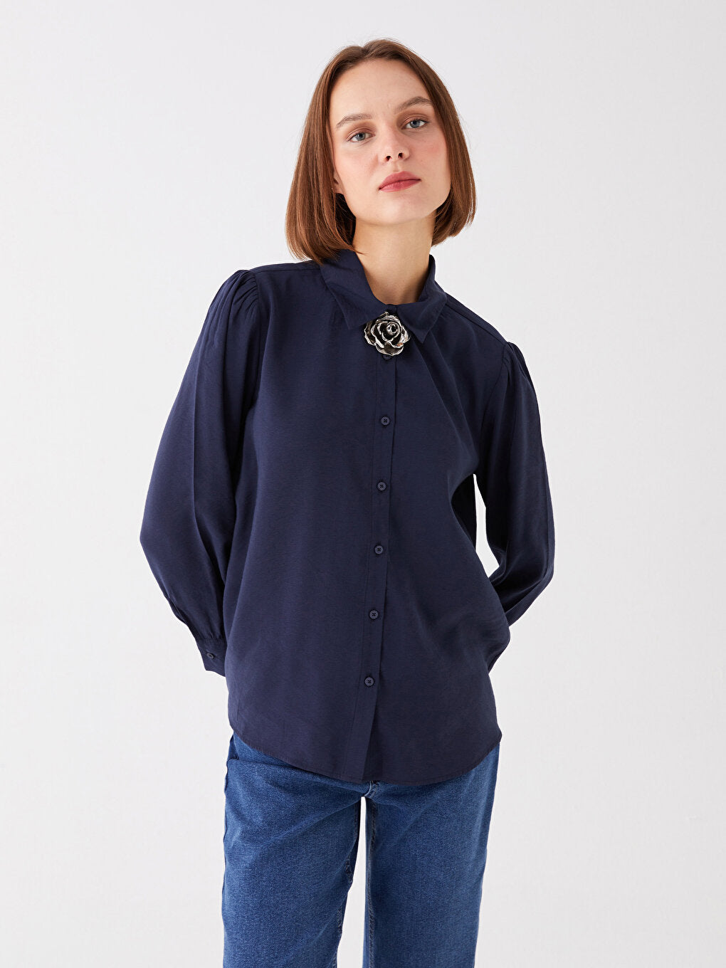 Plain Long Sleeve Oversize Women's Shirt