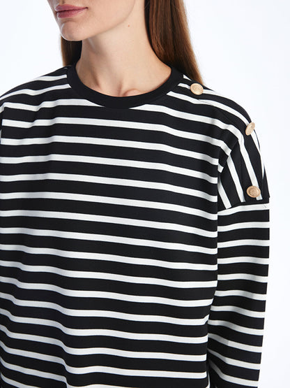 Crew Neck Striped Long Sleeve Women's Tunic