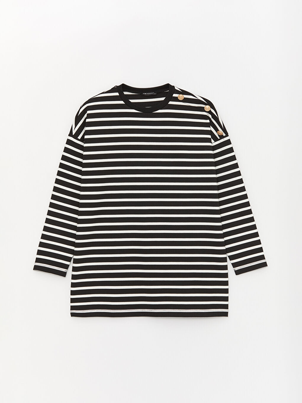 Crew Neck Striped Long Sleeve Women's Tunic