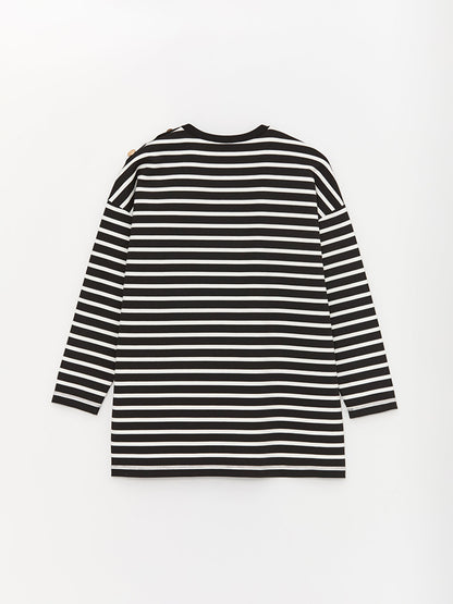 Crew Neck Striped Long Sleeve Women's Tunic