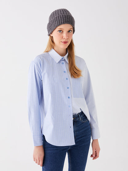 Striped Long Sleeve Poplin Women's Shirt