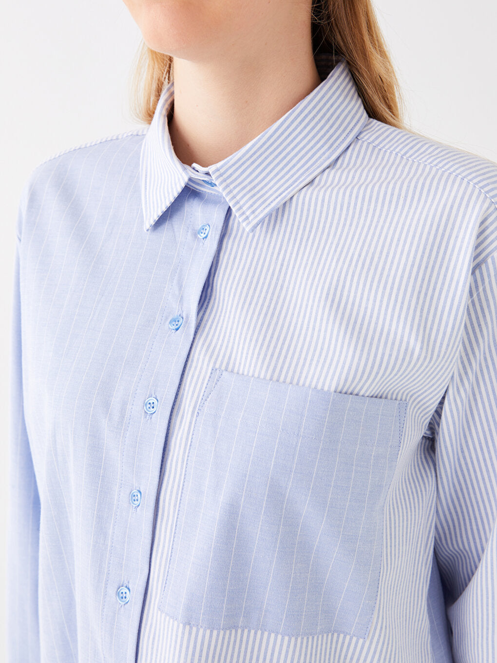 Striped Long Sleeve Poplin Women's Shirt