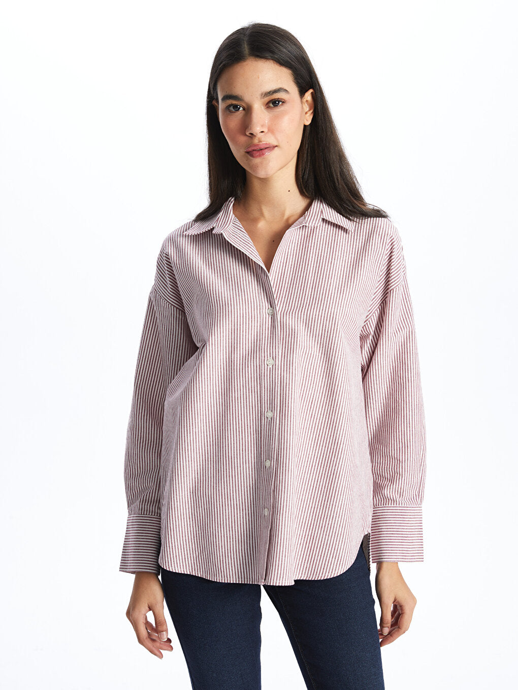 Striped Long Sleeve Oxford Women's Shirt