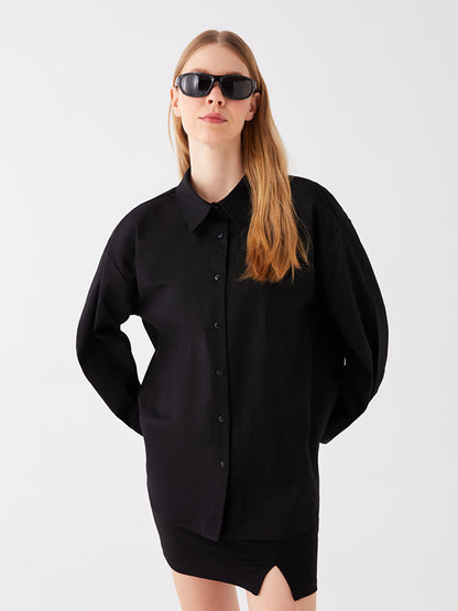 Plain Long Sleeve Oversize Women's Shirt