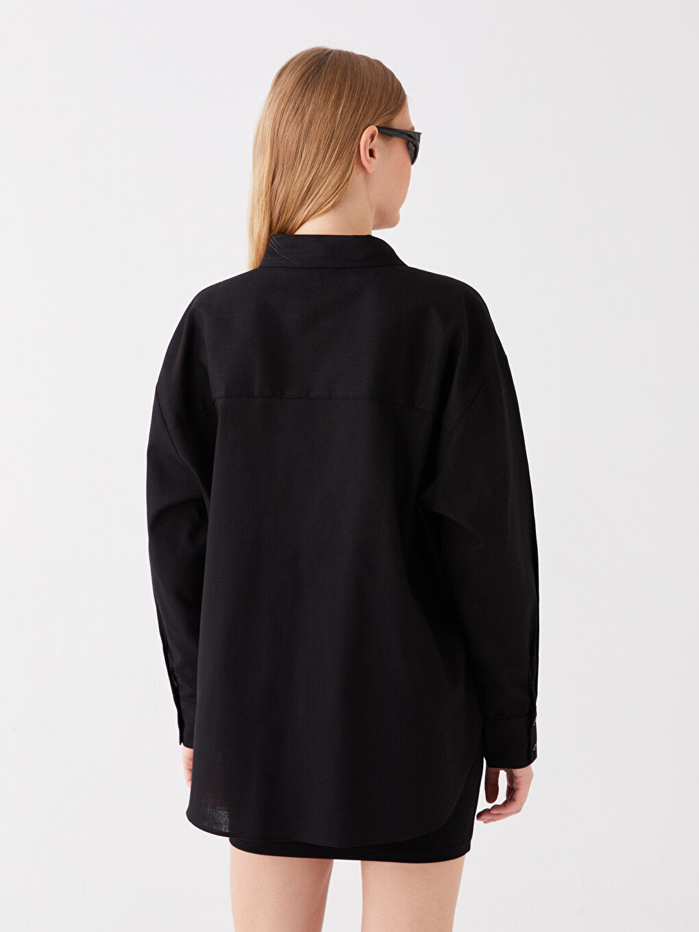 Plain Long Sleeve Oversize Women's Shirt