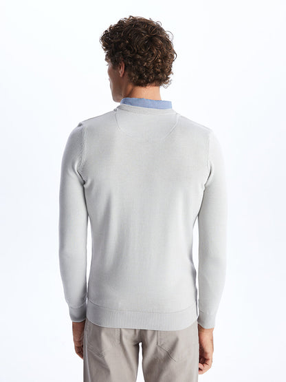 V-Neck Long Sleeve Men's Knitwear Sweater