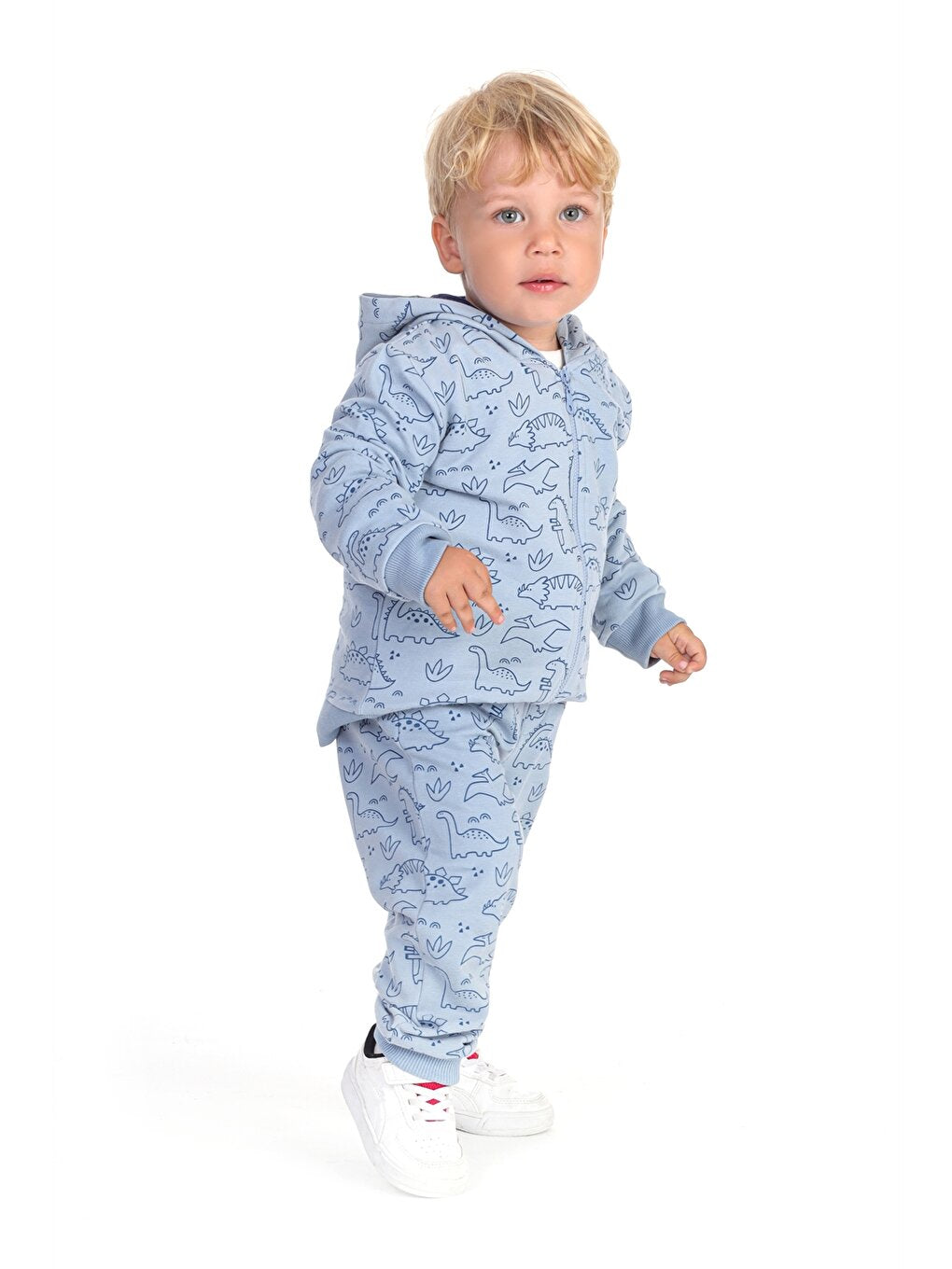 Hooded Long Sleeve Printed Baby Boy 2-Piece Set