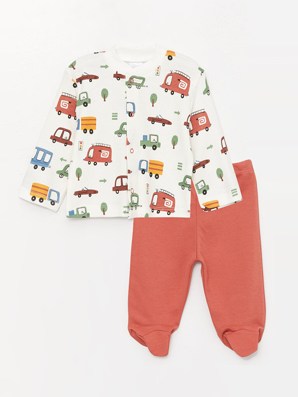 Crew Neck Long Sleeve Printed Baby Boy 2 Piece Set