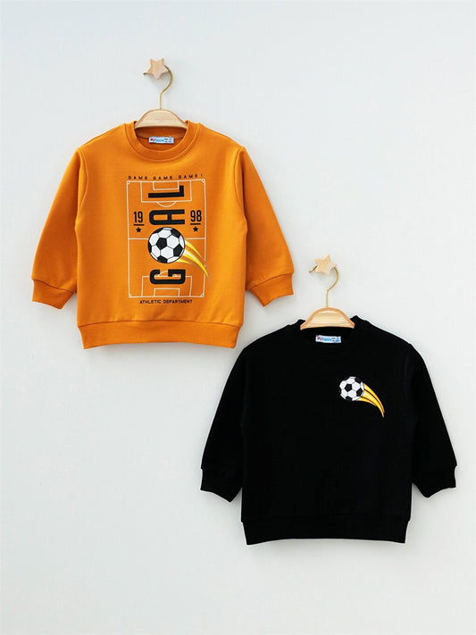 Crew Neck Long Sleeve Printed Baby Boy Sweatshirt 2-pack