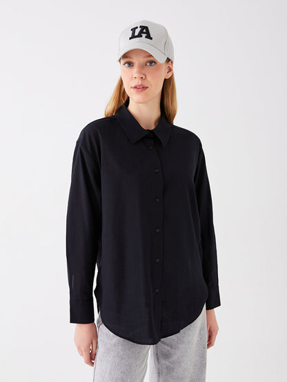 Plain Long Sleeve Oversize Women's Shirt