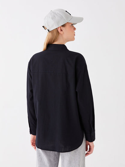 Plain Long Sleeve Oversize Women's Shirt