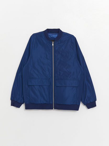 Women's College Collar Plain Bomber Coat