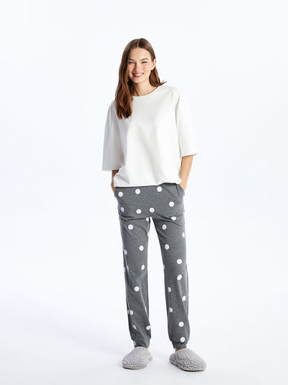 Polka Dot Women's Jogger Pajama Bottom with Elastic Waist