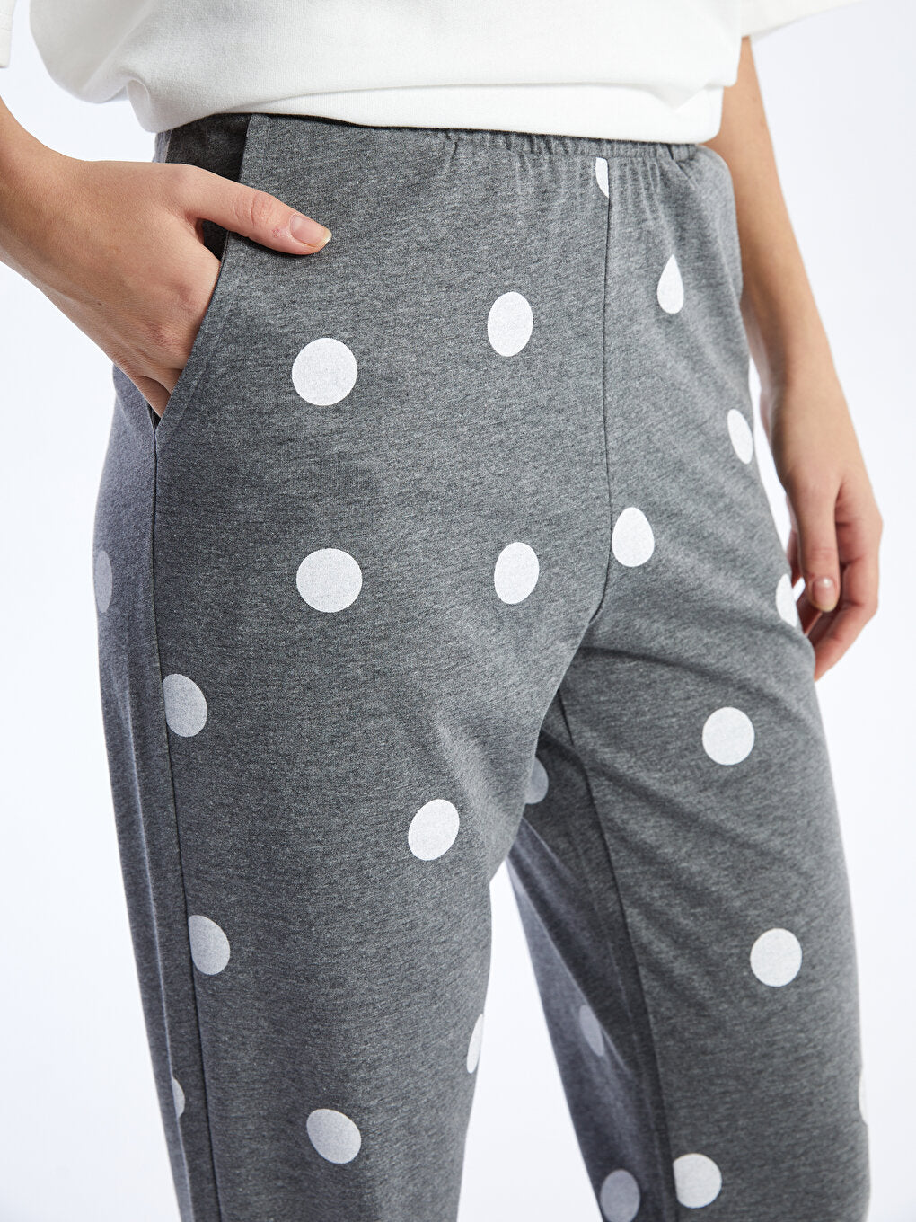 Polka Dot Women's Jogger Pajama Bottom with Elastic Waist