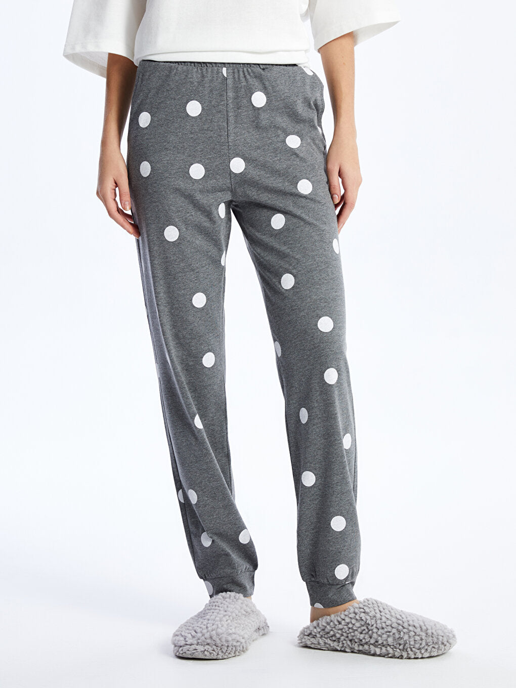 Polka Dot Women's Jogger Pajama Bottom with Elastic Waist