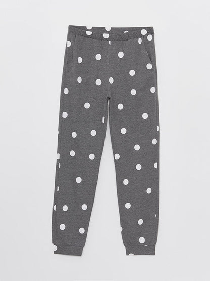 Polka Dot Women's Jogger Pajama Bottom with Elastic Waist