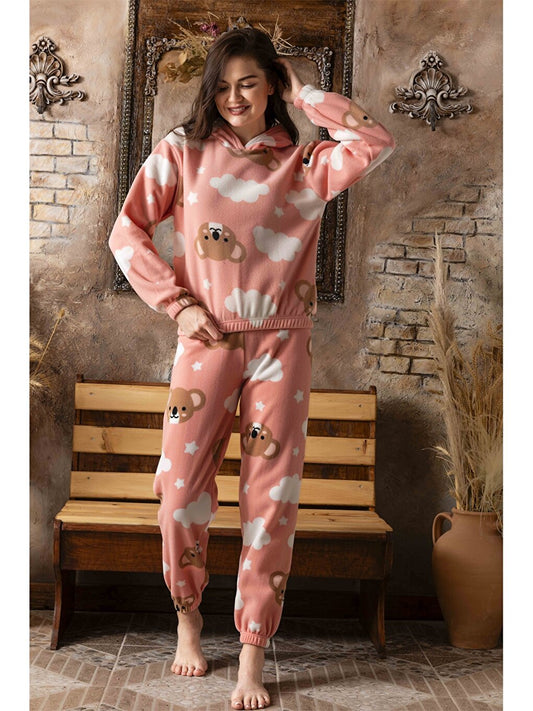 Printed Hooded Women's Pajama Set