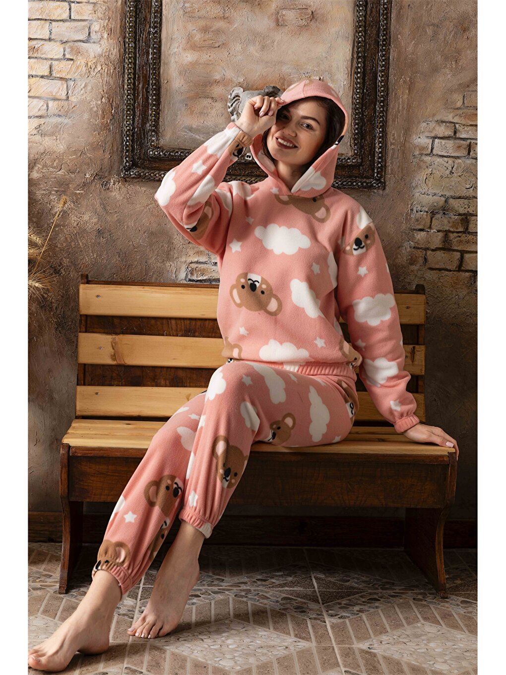 Printed Hooded Women's Pajama Set