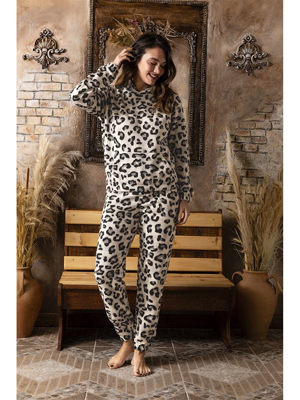 Printed Hooded Women's Pajama Set