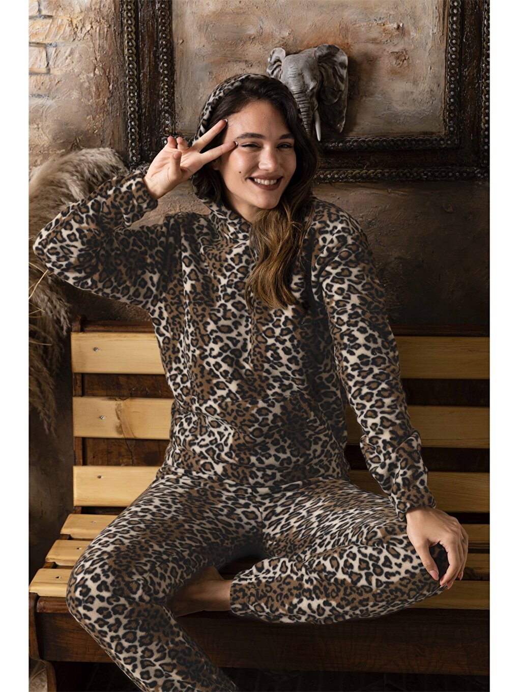 Printed Hooded Women's Pajama Set