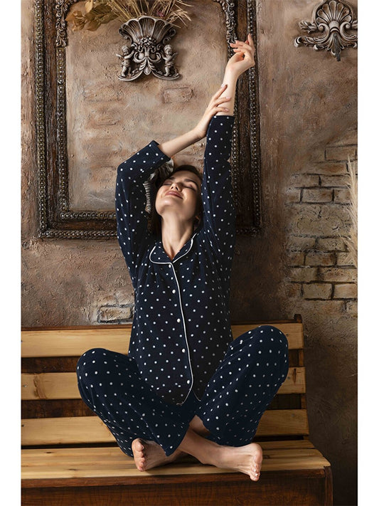 Shirt Collar Women's Pajama Set